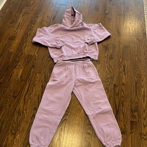 Pangaia purple sweatsuit